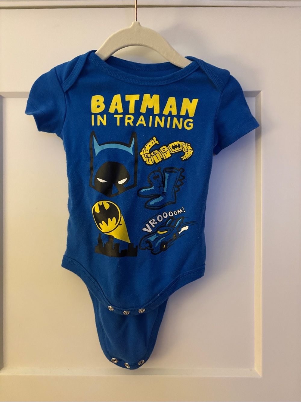 BATMAN In Training Blue Baby One-Piece Bodysuit 3-6 Months